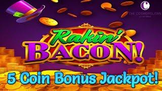 ⋆ Slots ⋆ Rare 5 Pot Bonus Trigger Jackpot ⋆ Slots ⋆ Rakin Bacon High Limit Slots in Las Vegas