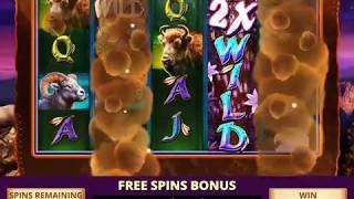 SUPER STAMPEDE Video Slot Casino Game with a RETRIGGERED BIG WHITE BUFFALO FREE SPIN BONUS