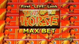 Year of the Horse Slot -  First "LIVE" Look - MAX BET! - Slot Machine Bonus