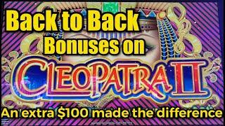 Back to Back Bonuses - CLEOPATRA 2 - when an extra $100 brings home the wins!