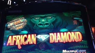 African Diamond Slot Line Hit and Bonus Big Wins - Konami