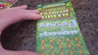 $3,000,000 EXTREME GREEN PENNSYLVANIA LOTTERY $30 SCRATCH OFF TICKET.