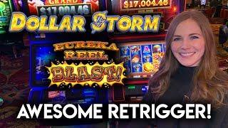 Lucky Bonus Re-Trigger! Eureka Reel Blast Slot Machine! Great Win!!