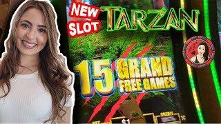 1st Time Playing Tarzan Slot Machine w/ 15 Grand Free Games!