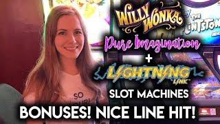 Willy Wonka Pure Imagination BONUSES! Nice Win Lightning Link Best Bet Slot Machine!!