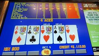 Aria Lift Bar $2 Video Poker Jackpot ~ Four Aces ~As It Happens!