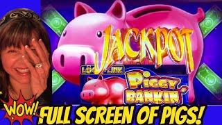 OMG! Huge Jackpot Handpay-Full Screen of Piggies!