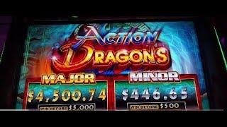 Amazing Max Bet $5 Bonus Ainsworth Action Dragons slot machine pokie Free spins