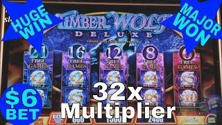 Timber Wolf Slot Machine •HUGE  Bonus Win• !!! SUPER BIG WIN  $6 Bet •Live Play•