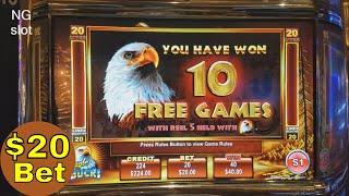 •Hihg Limit Slot Play• Eagle Bucks Slot Machine Bonus Won $20 Bet • LIVE SLOT PLAY•