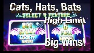 High Limit Wins on Cats Hats Bats Lock it Link (nearly a handpay)
