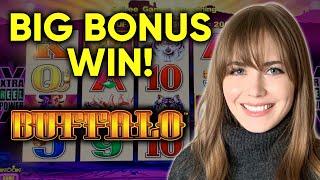 BIG BONUS WIN! Giving Original Buffalo Slot Machine A Try!