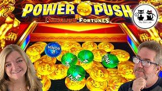 POWER PUSH SLOT MACHINE BUT IT'S ALSO A COIN PUSHER!! WATCH HEIDI CAT CHASE THAT COIN PUSH BONUS!