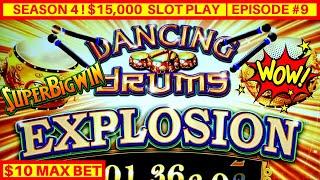 NEW Dancing Drums EXPLOSION Slot Machine $10 Max Bet Bonus & HUGE WIN | Season 4 | EPISODE #9