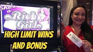HIGH LIMIT- RICH GIRL WINS AND BONUS WITH CLAUDIA