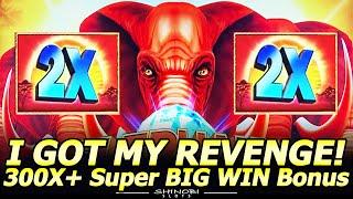I Got My REVENGE! 300x+ BIG WIN Bonus in Konami's Elephant Break Slot, a Buffalo Gold clone