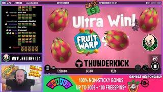 First Spin!! Insane Super Mega Big Win From Fruit Warp Slot!!