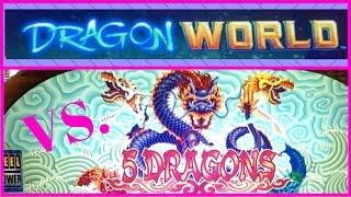 5 DRAGONS vs. DRAGON WORLD • LIVE PLAY • Slot Machine Pokies in Las Vegas