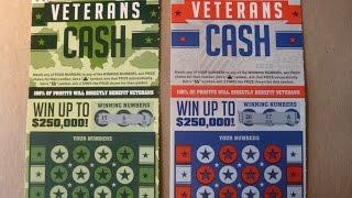 TWO VETERANS CASH Instant Lottery Tickets Scratchcard Video