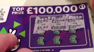 I Scratchcard £100, 000 Purple...Match 3 Trippler and 5x CASH..with Moaning Pig