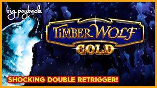 RARE DOUBLE RETRIGGER! Timber Wolf Gold Slot - SHOCKED!!