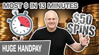 ⋆ Slots ⋆ $50 Spins = Two HUGE Handpays!!! ⋆ Slots ⋆ MOST MONEY MADE on YouTube in 13 Minutes