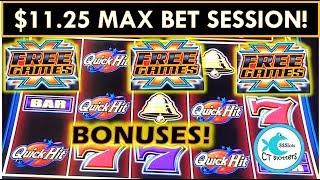 $1,000 PROFIT IN 15 MINUTES! $11.25 BET LIVE PLAY AND BONUSES! QUICK HIT SLOT MACHINE