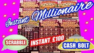 INSTANT MILLIONAIRE  Scratchcards..SCRABBLE..INSTANT £100..CASH BOLT..Multiplier..Cas