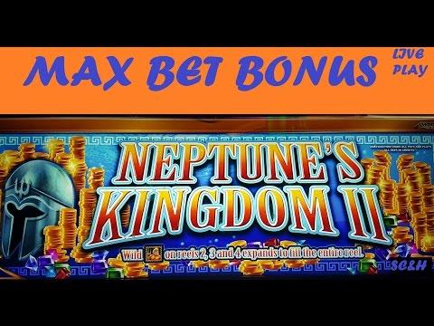 *TBT* MAX BET BONUS + LIVE PLAY | WMS Neptune's Kingdom II | Slot Machine Bonus