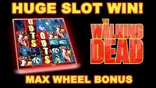 **HUGE WIN** - The Walking Dead - MAX WHEEL! - Slot Machine Bonus
