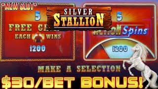 NEW SLOT ⋆ Slots ⋆️ Silver Stallion Fiery Hot Jackpots NICE WIN HIGH LIMIT $30 Bonus Round Slot Machine