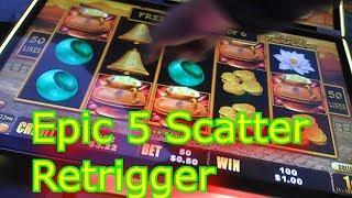 Epic 5 SCATTERS Retrigger happy and prosperous episode 131 $$ Casino Adventures $$ pokie slot win
