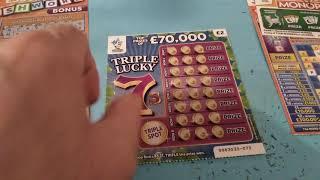 Scratchcard Monday...TRIPLE LUCKY 7's..LOTTO..MONOPOLY..Cashword..GOLDFEVER..