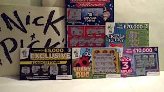 Scratchcards.Monopoly..Triple 7.Exclusive.Lucky BUG.Tripler & NICK'S PICK'S..see below another Video