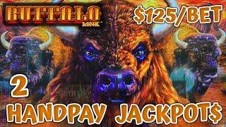 HIGH LIMIT Buffalo Link (2) HANDPAY JACKPOTS ~ $125 Bonus Round Slot Machine Casino