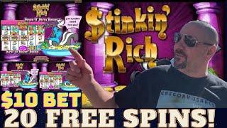 ⋆ Slots ⋆$10 BET! Stinkin' Rich Slot Machine 20 SPIN BONUS!