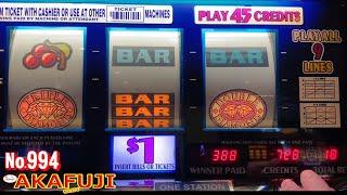Triple Double Diamond Slot Machine 3 Reel 9 Lines @ Pechanga Resort Casino 赤富士スロット なんとか勝ちました！