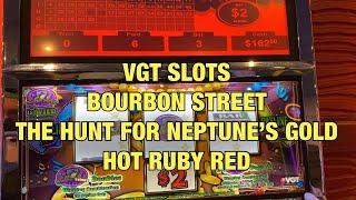 VGT SLOT BOURBON STREET, HOT RUBY RED, 9-LINER,  HUNT FOR NEPTUNE'S GOLD @ RIVER SPIRIT CASINO TULSA