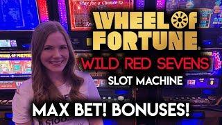 MAX BET! Free Spins! Wheel of Fortune Wild Red Sevens!