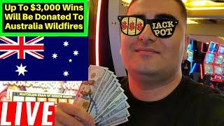 Up To $3,000 Wins Will Be Donated To Australian Wildfire ! Live Slot Play At HARRAH'S Casino