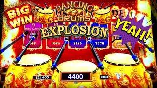 NEW Dancing Drums Explosion Slot Machine $10 Max Bet Bonus BIG WIN | New Dragon Link Slot Machine