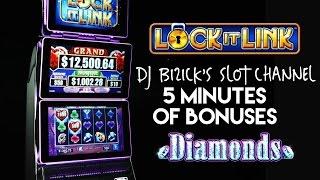 ~*** 5 MINUTES OF BONUSES ***~ Lock It Link Series ~  Diamonds Slot Machine ~ NICE WINS!!! • DJ BIZI