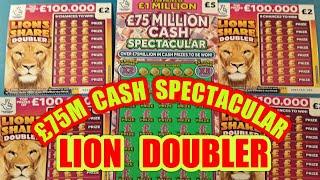 £75 MILLION CASH SPECTACULAR ""LION SHARE DOUBLER""JEWEL SMASH""BINGO BONUS""SCRATCHCARDS
