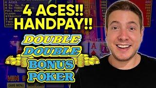 OMG! I Hit 4 ACES! What A SURPRISE!! JACKPOT HANDPAY! Double Double BONUS Video Poker!