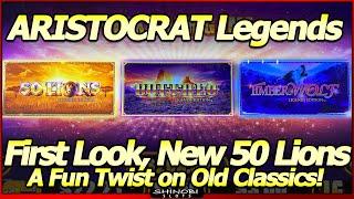 Aristocrat Legends Slot Machine - First Look with New 50 Lions Legends Edition, Live Play and Bonus!