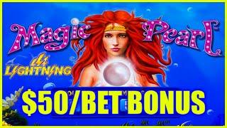 HIGH LIMIT Lighting Cash Link Magic Pearl $50 Bonus Rounds Slot Machine Casino