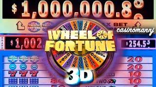$1 WHEEL OF FORTUNE 3D SLOT "LIVE PLAY" - Big Win! - Slot Machine Bonus