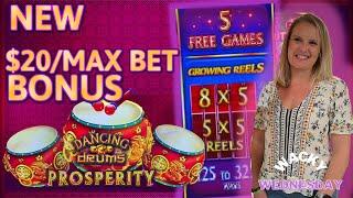 NEW SLOT ⋆ Slots ⋆️ WACKY WEDNESDAY W/ GRETCHEN #16 Dancing Drums Prosperity Slot Machine $20 Max Bet Bonus