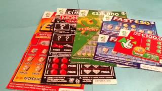 MONOPOLY MILLIONAIRE..Scratchcards...FAST 500..9x LUCKY..FAST 50..100,000 Red