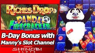 Riches Drop Panda Firecracker Slot - B-Day Bonus with Manny's Slot Machine Channel